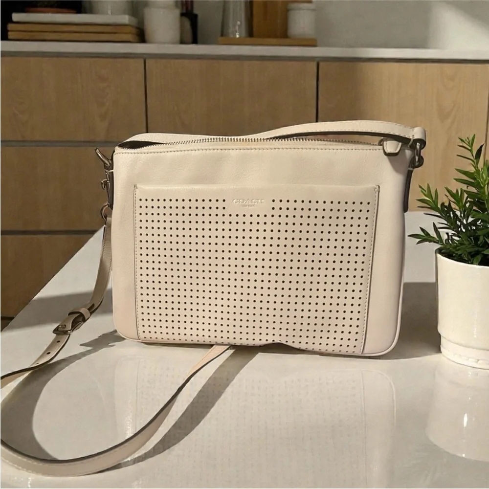 Coach Off-White Perforated Crossbody Bag